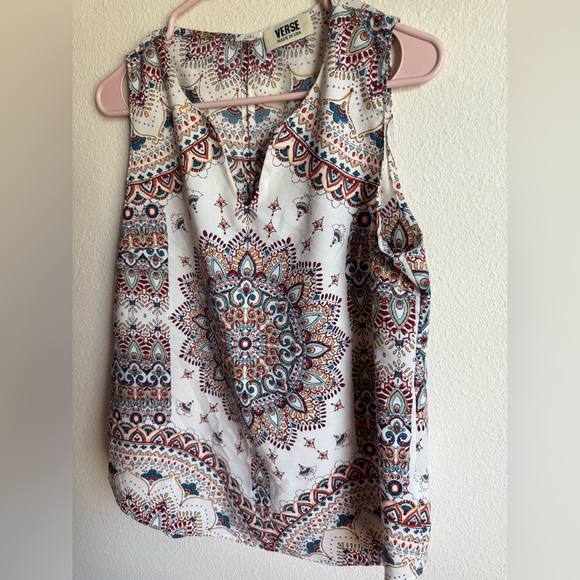 Verse Multicolor Mandala Print Sleeveless Boho Blouse - Picture 3 of 7